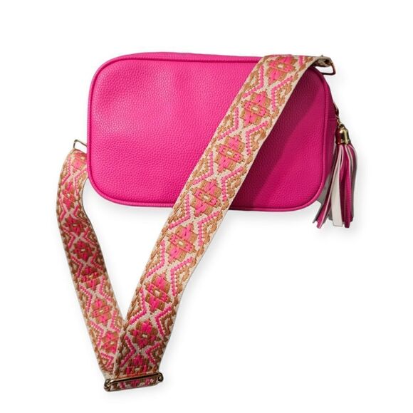 "The Sunday Bruncher" Hot Pink Cosmopolitan Camera Style Adjustable Strap Bag - Picture 15 of 16